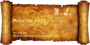 Matulay Lili névjegykártya